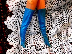 1799 1970 BARBIE MAXI N MIDI  BLUE METALLIC HIP BOOTS SOLO